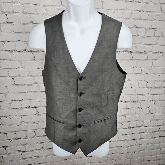 J. Ferrar JF Grey Slim Stretch 5 Button Lined Suit Vest Waistcoat Small S