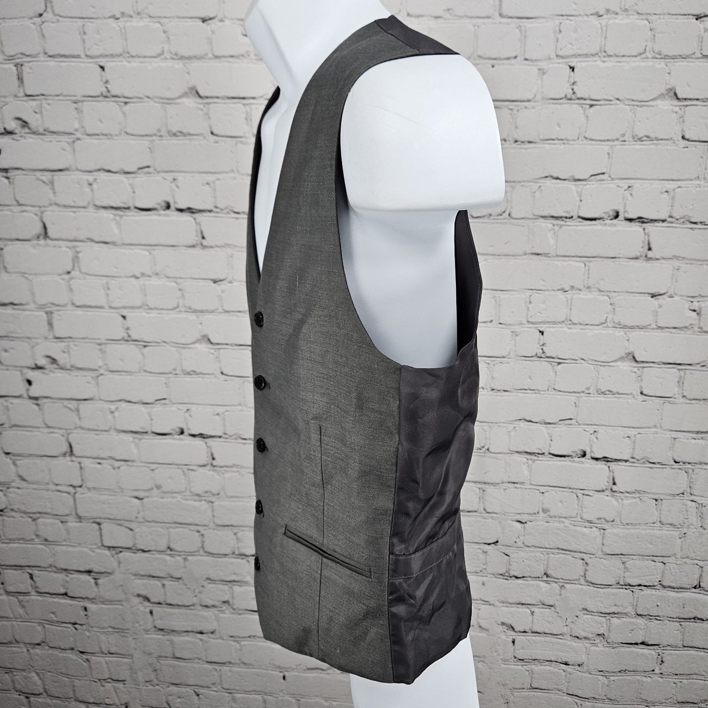 J. Ferrar JF Grey Slim Stretch 5 Button Lined Suit Vest Waistcoat Small S