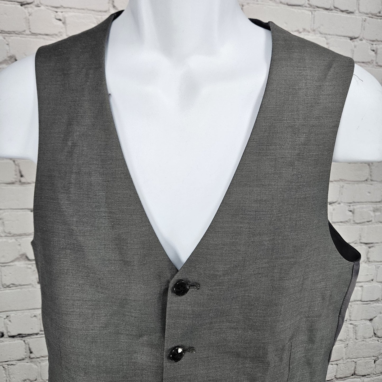 J. Ferrar JF Grey Slim Stretch 5 Button Lined Suit Vest Waistcoat Small S