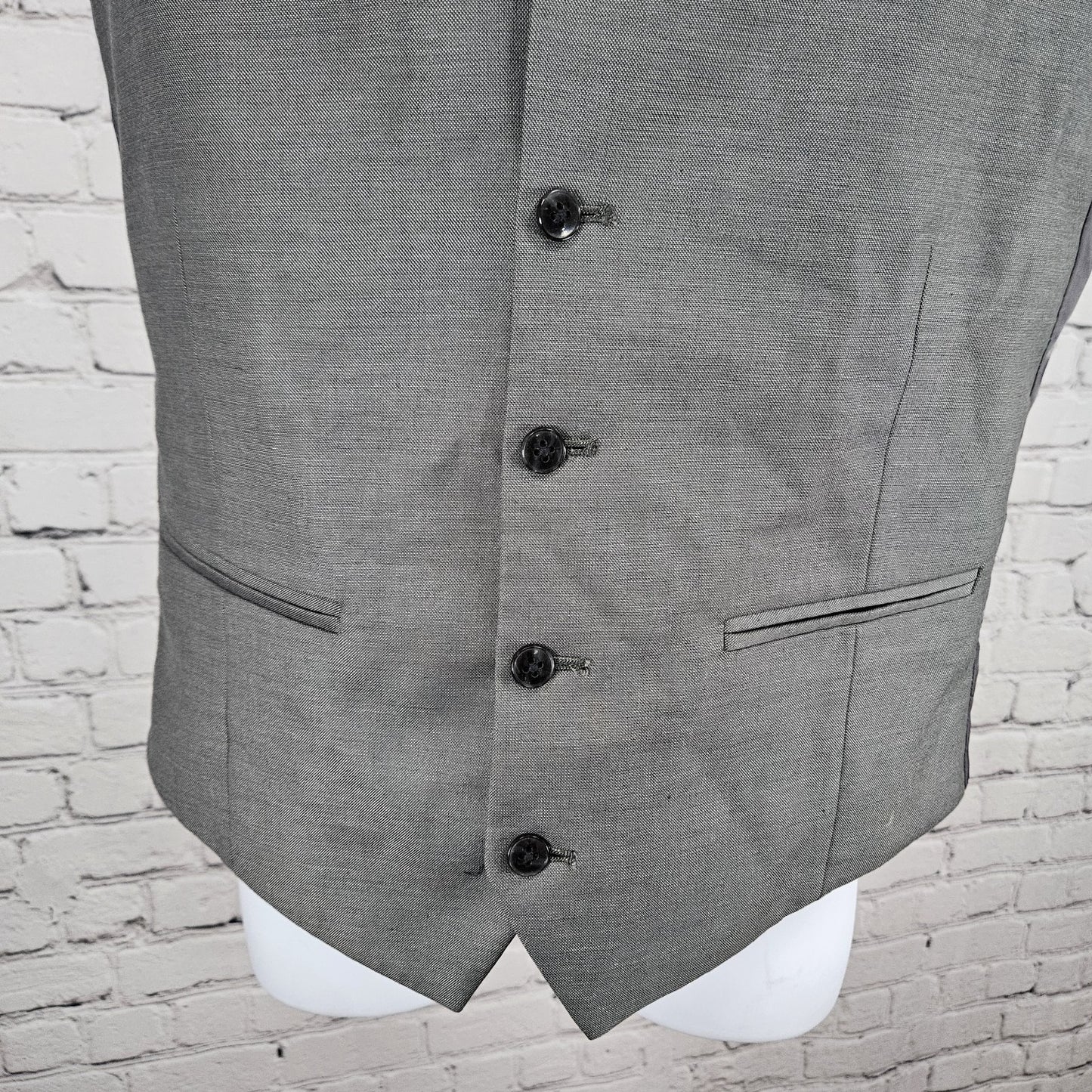 J. Ferrar JF Grey Slim Stretch 5 Button Lined Suit Vest Waistcoat Small S