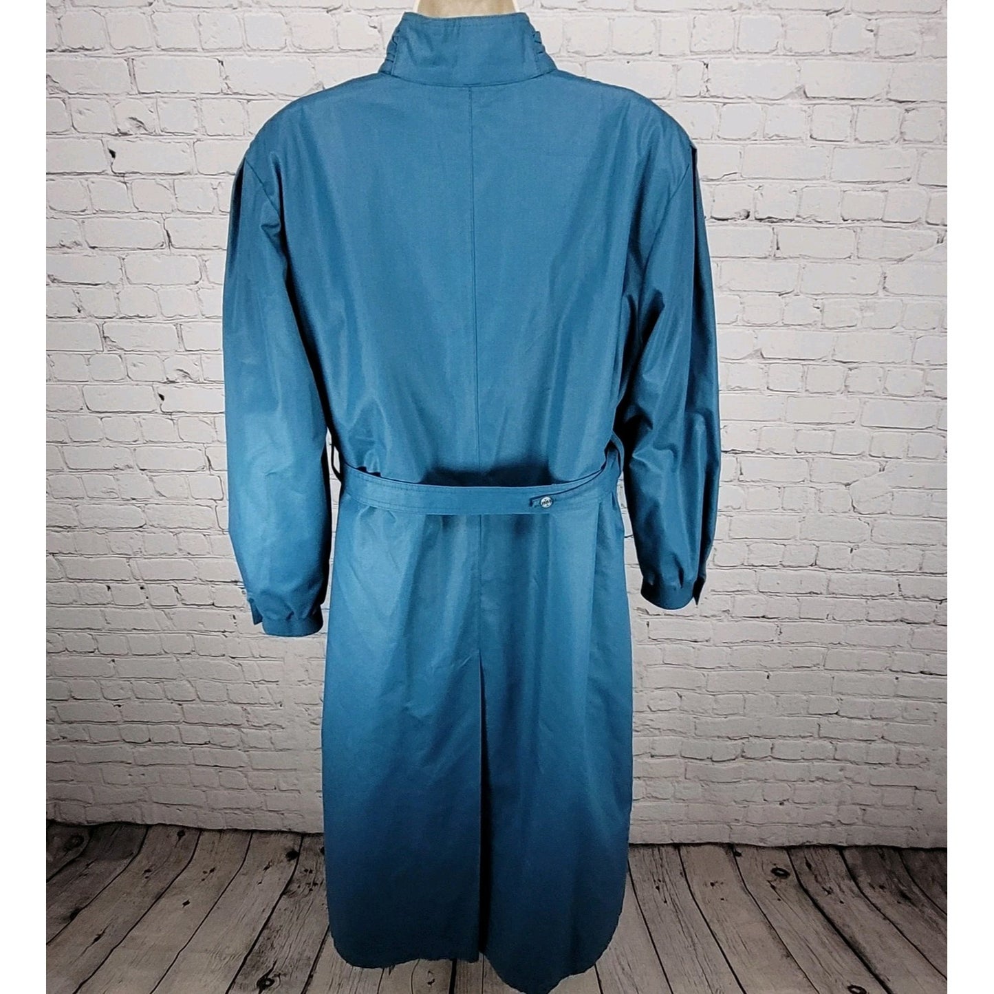 VTG London Fog Maincoats Blue Belt Thinsulate Zip Liner Overcoat Trench USA 14R