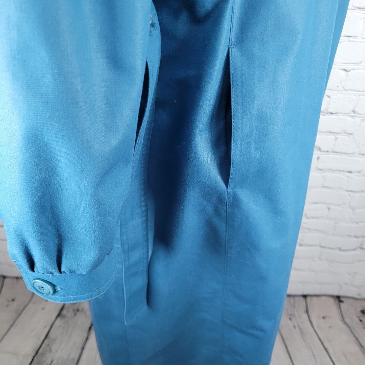 VTG London Fog Maincoats Blue Belt Thinsulate Zip Liner Overcoat Trench USA 14R