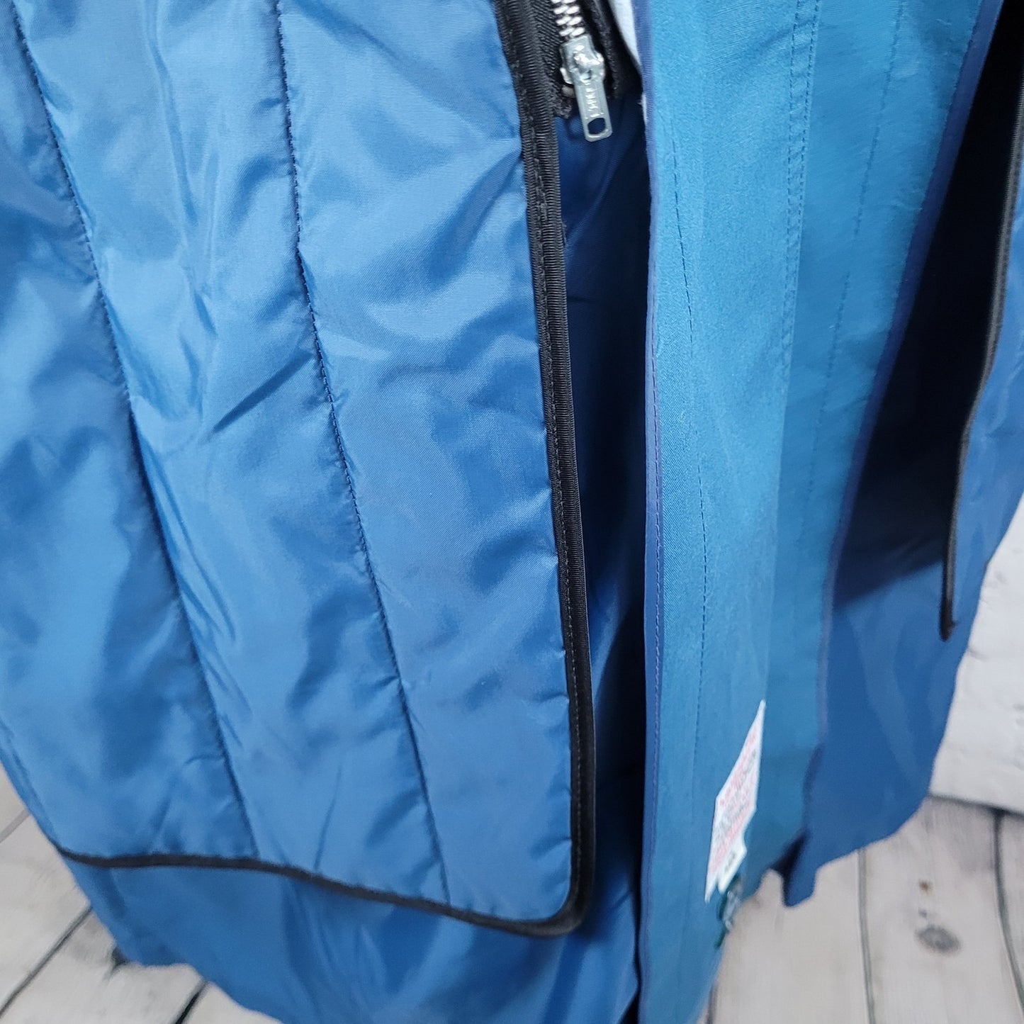 VTG London Fog Maincoats Blue Belt Thinsulate Zip Liner Overcoat Trench USA 14R