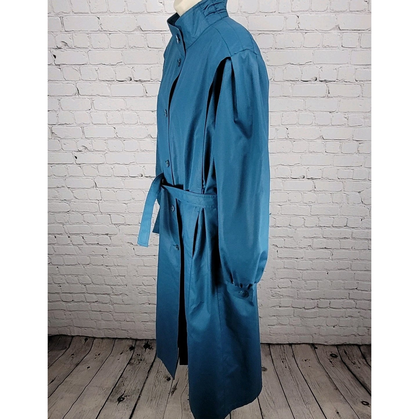VTG London Fog Maincoats Blue Belt Thinsulate Zip Liner Overcoat Trench USA 14R