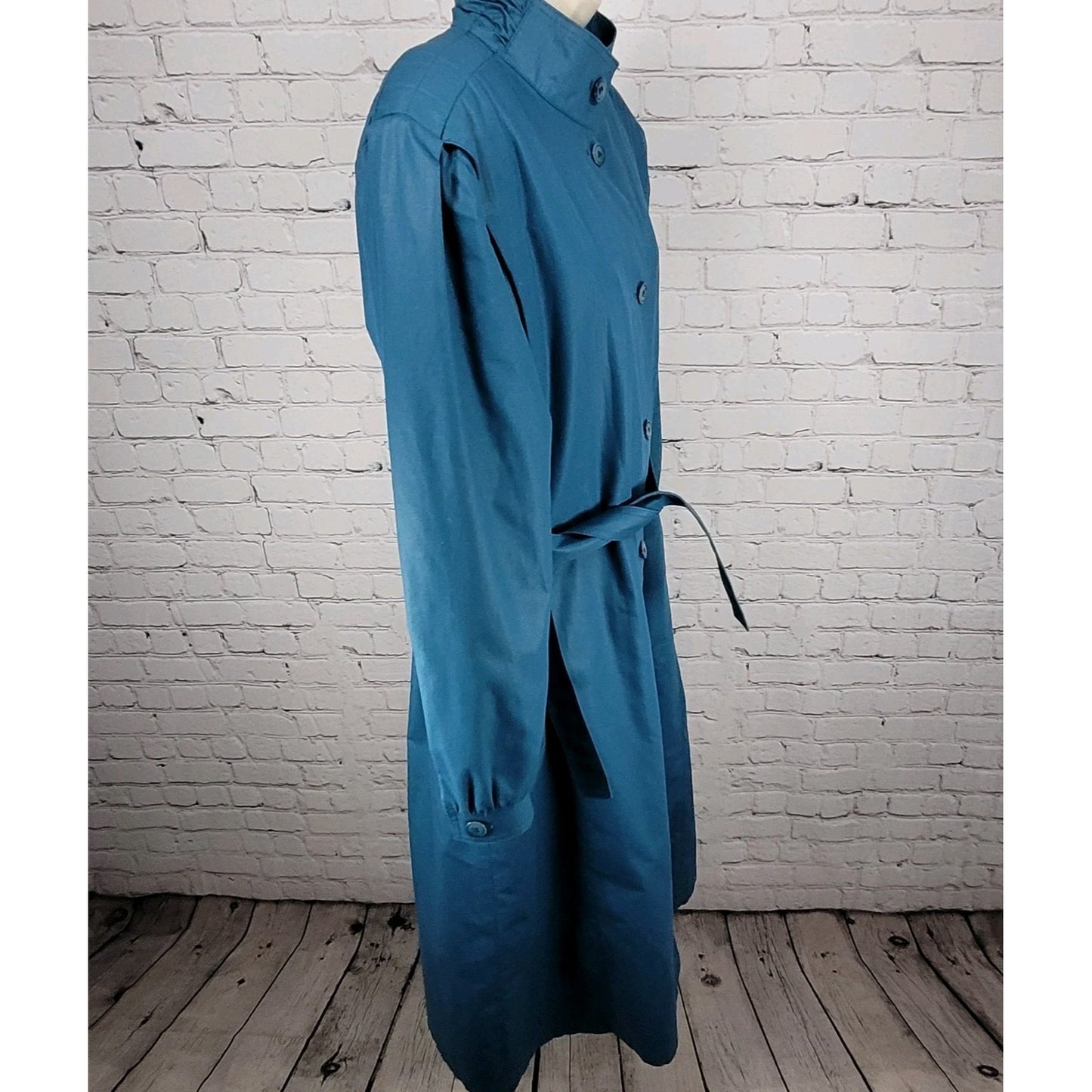 VTG London Fog Maincoats Blue Belt Thinsulate Zip Liner Overcoat Trench USA 14R