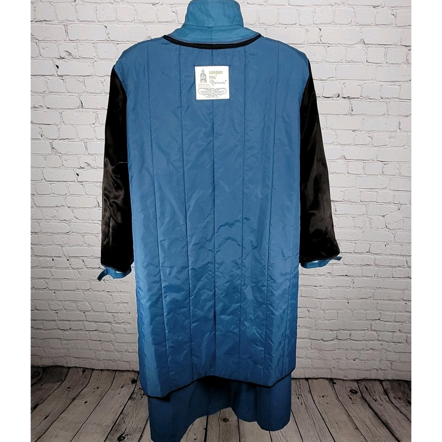 VTG London Fog Maincoats Blue Belt Thinsulate Zip Liner Overcoat Trench USA 14R
