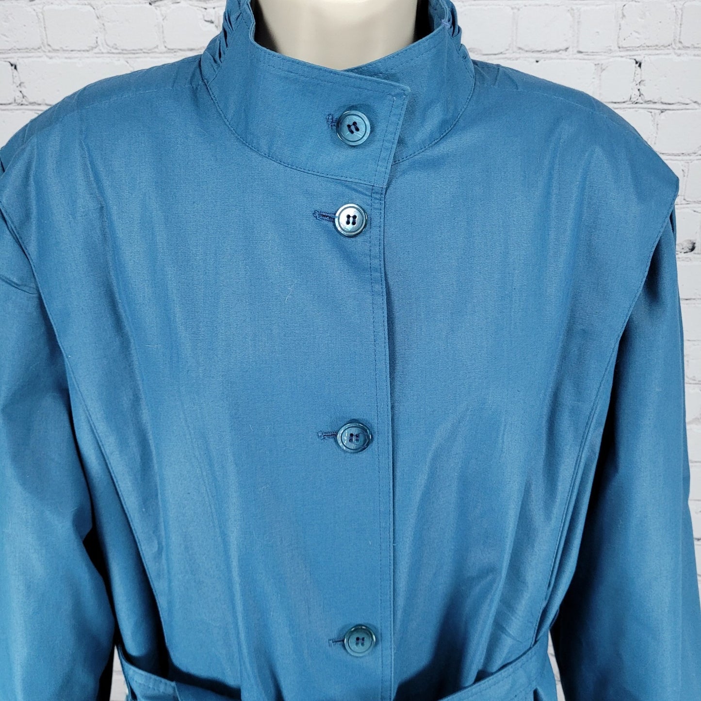 VTG London Fog Maincoats Blue Belt Thinsulate Zip Liner Overcoat Trench USA 14R