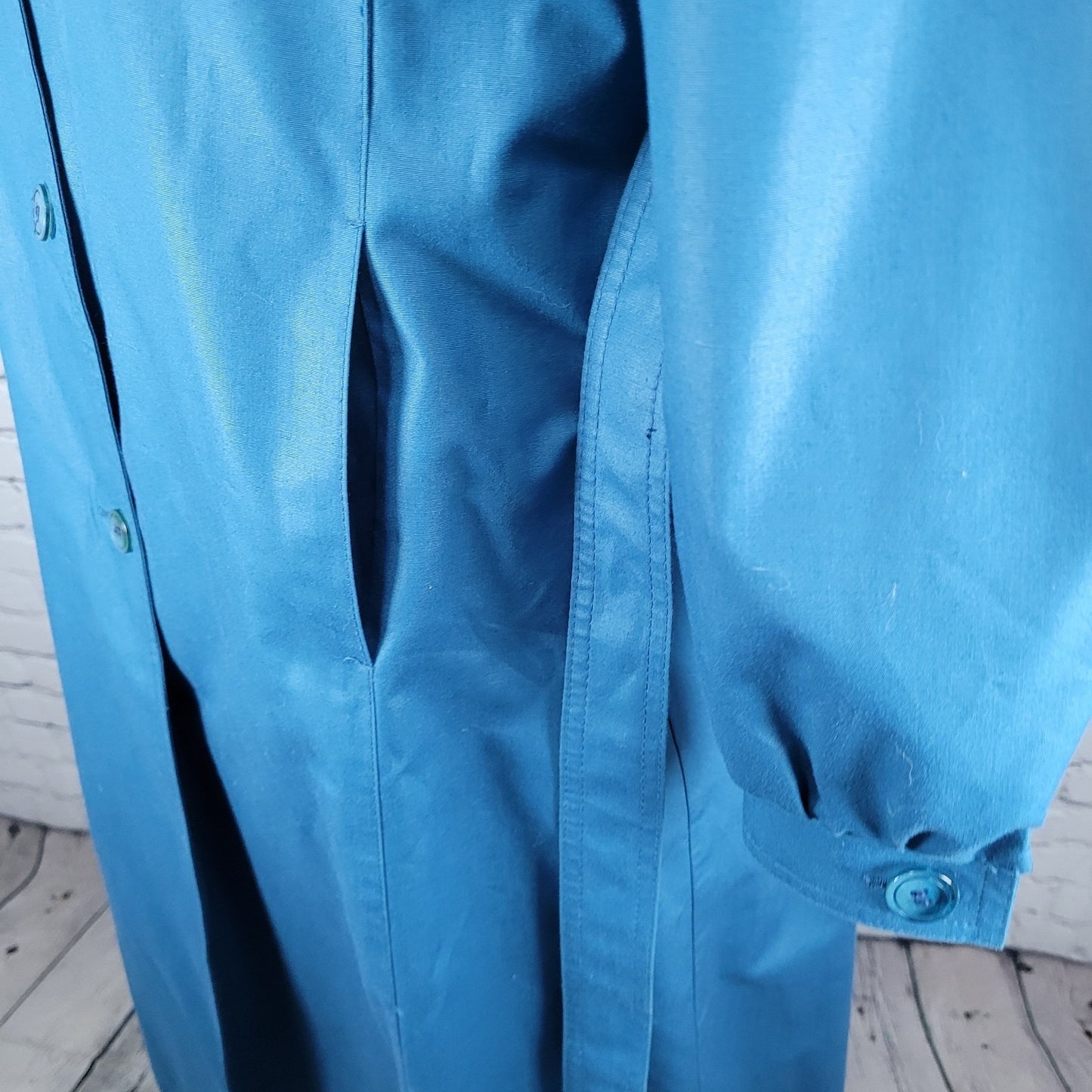 VTG London Fog Maincoats Blue Belt Thinsulate Zip Liner Overcoat Trench USA 14R