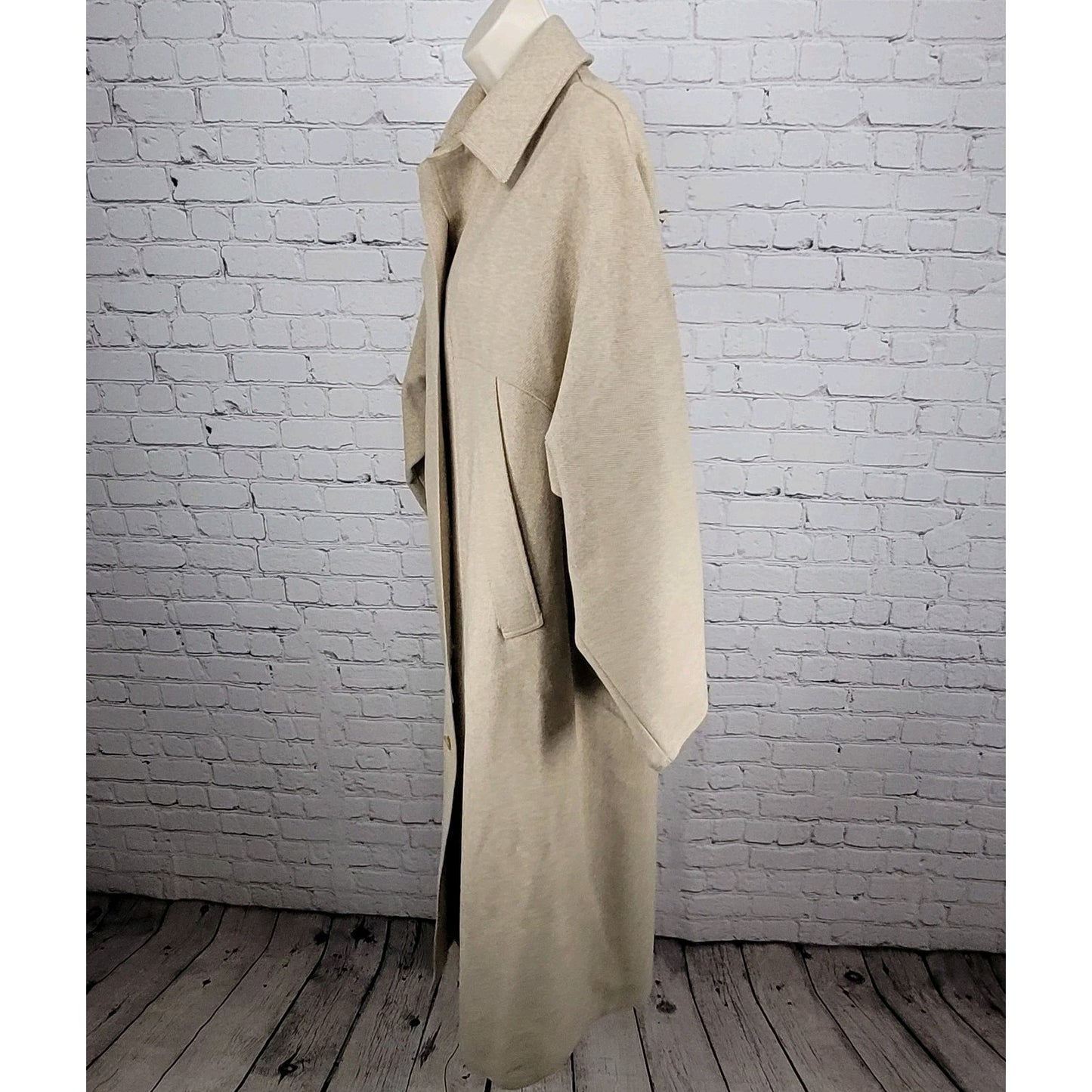 VTG Geoffrey Beene Gallant Neiman Marcus Tan Herringbone Button Unlined Coat 10