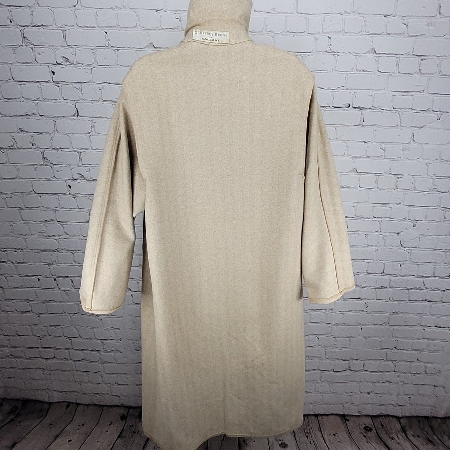 VTG Geoffrey Beene Gallant Neiman Marcus Tan Herringbone Button Unlined Coat 10