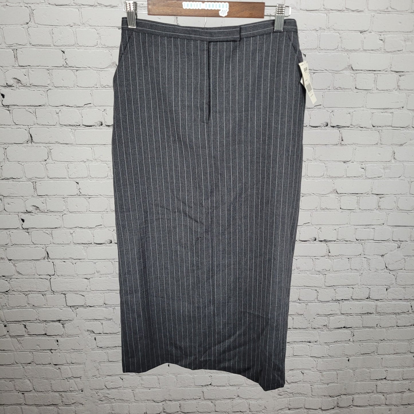 VTG NWT Laura Scott Gunmetal Grey Wool Blend Pinstriped Lined Skirt Size 6P