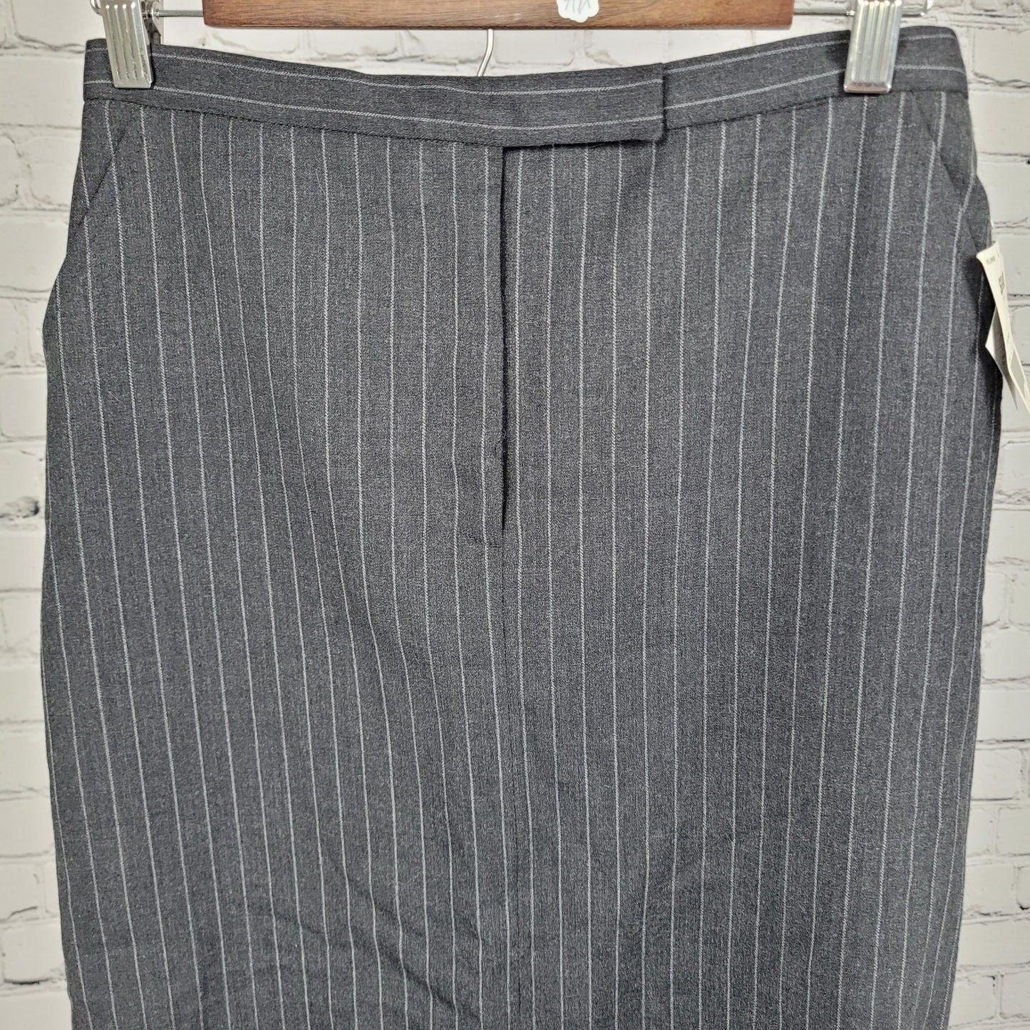 VTG NWT Laura Scott Gunmetal Grey Wool Blend Pinstriped Lined Skirt Size 6P