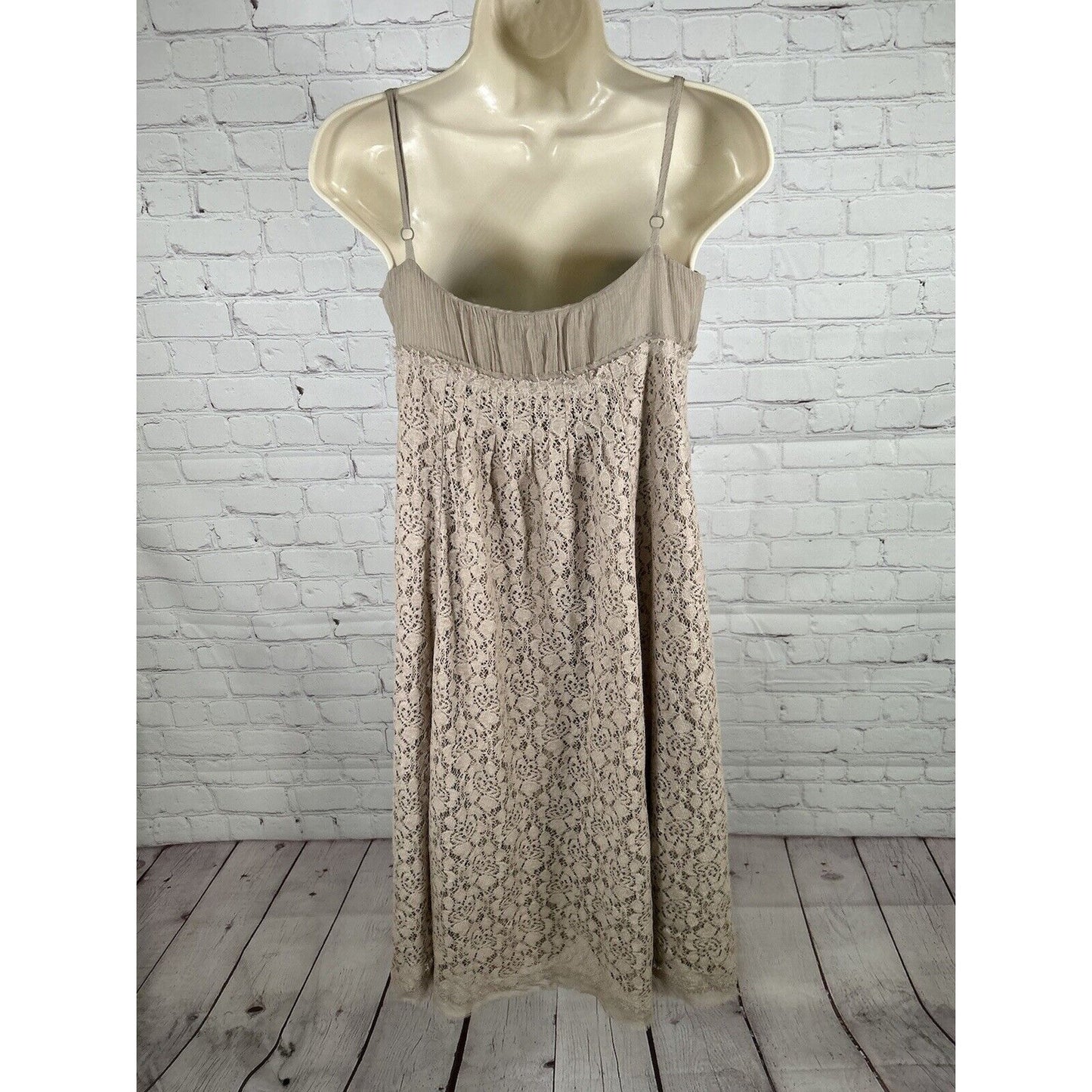 Intuitions Brown Floral Silk Blend Adjustable Spaghetti Strap Beaded Dress 4