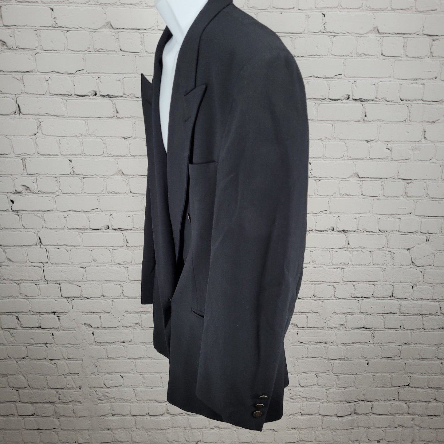 Oscar De La Renta Hand Tailored Black Double Breasted Peak Blazer Suit Jacket 44