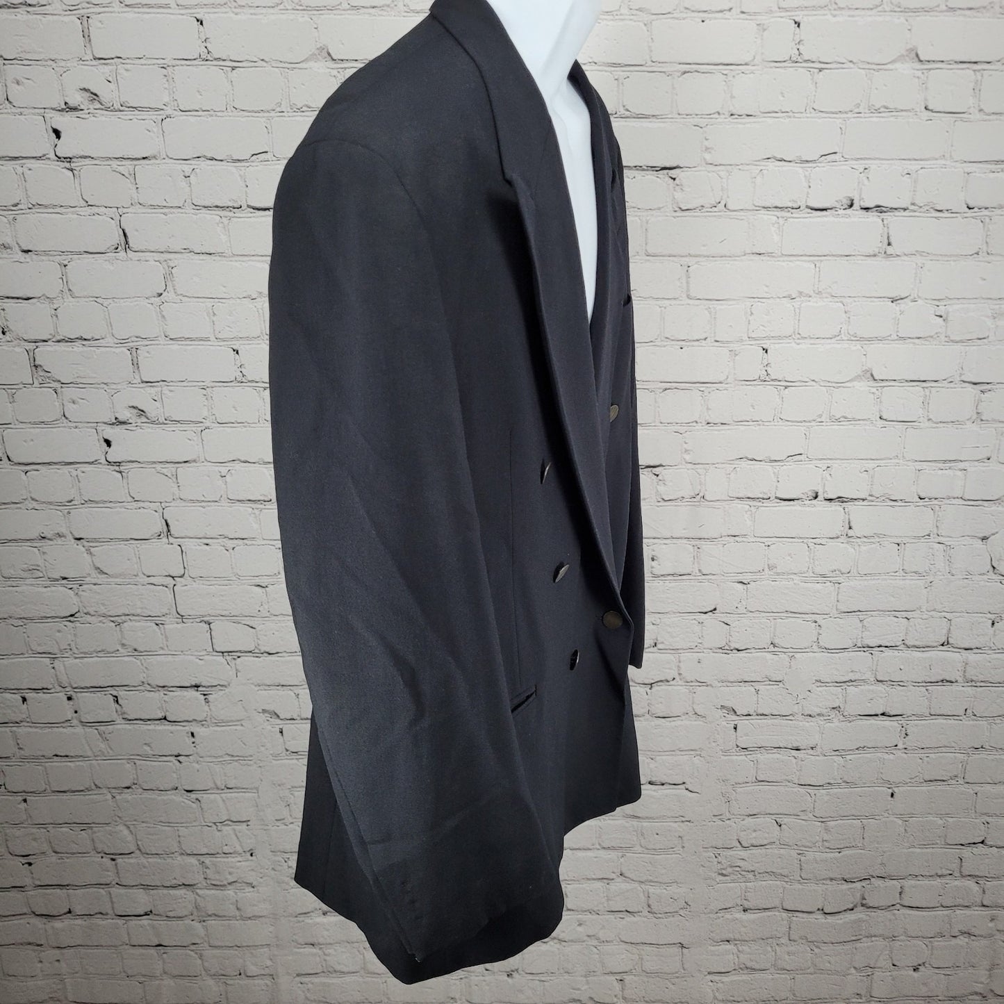 Oscar De La Renta Hand Tailored Black Double Breasted Peak Blazer Suit Jacket 44