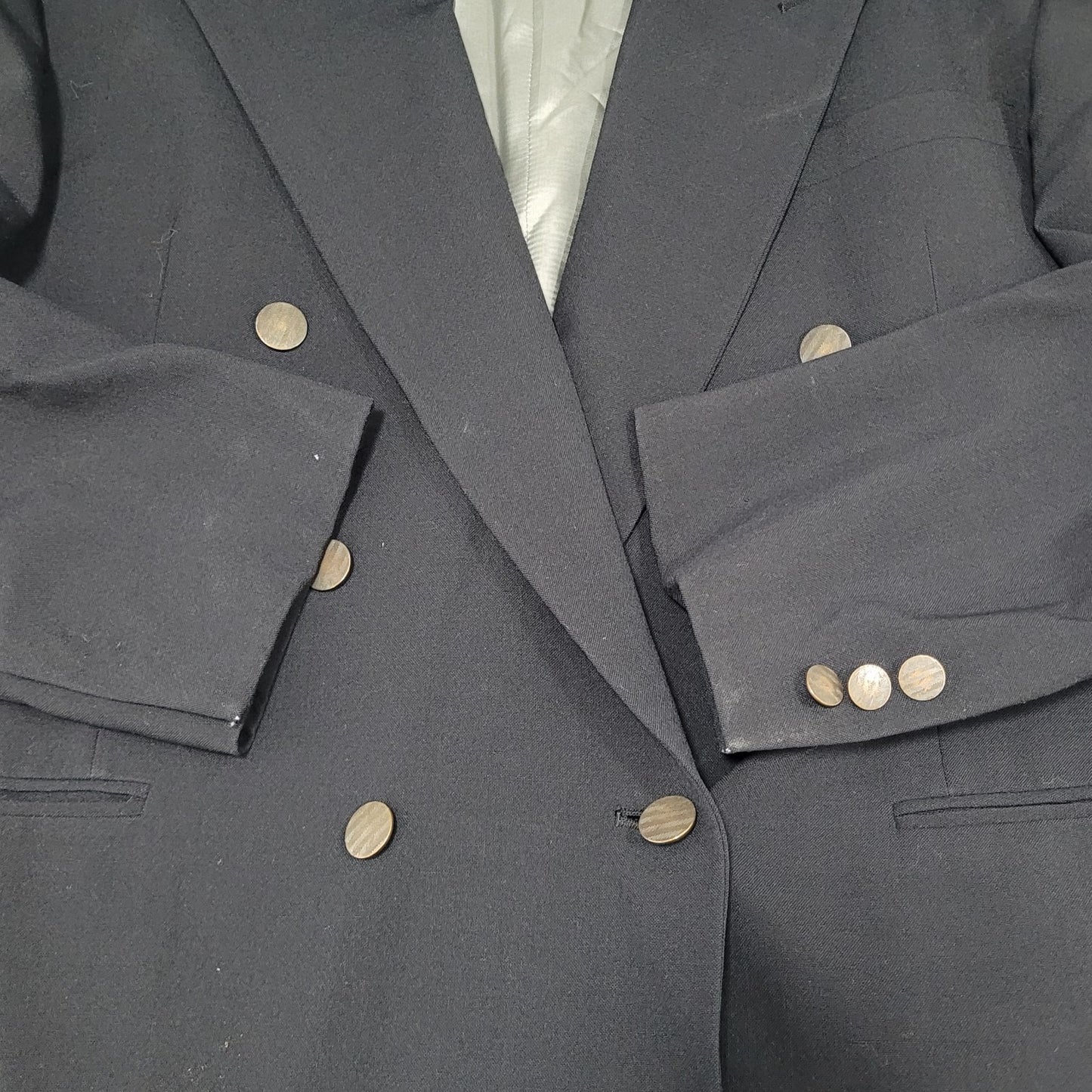 Oscar De La Renta Hand Tailored Black Double Breasted Peak Blazer Suit Jacket 44