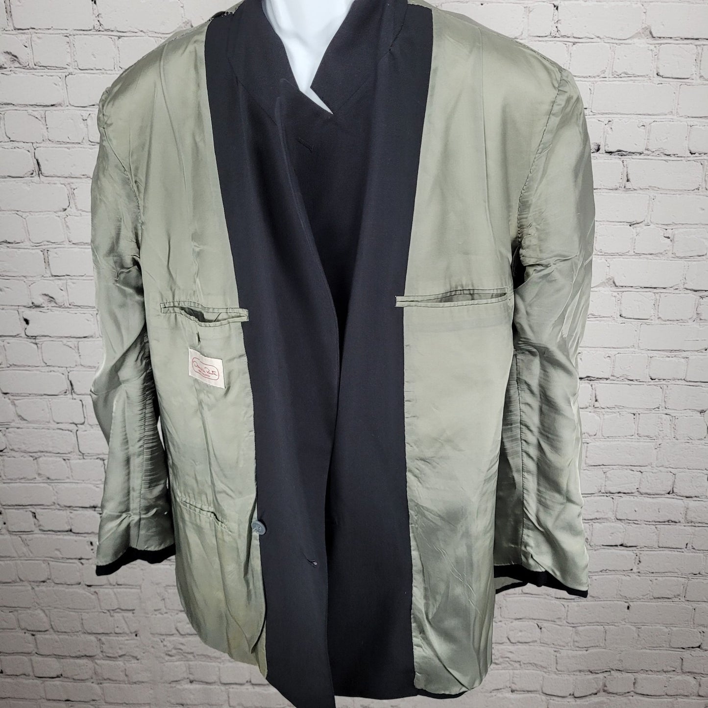 Oscar De La Renta Hand Tailored Black Double Breasted Peak Blazer Suit Jacket 44
