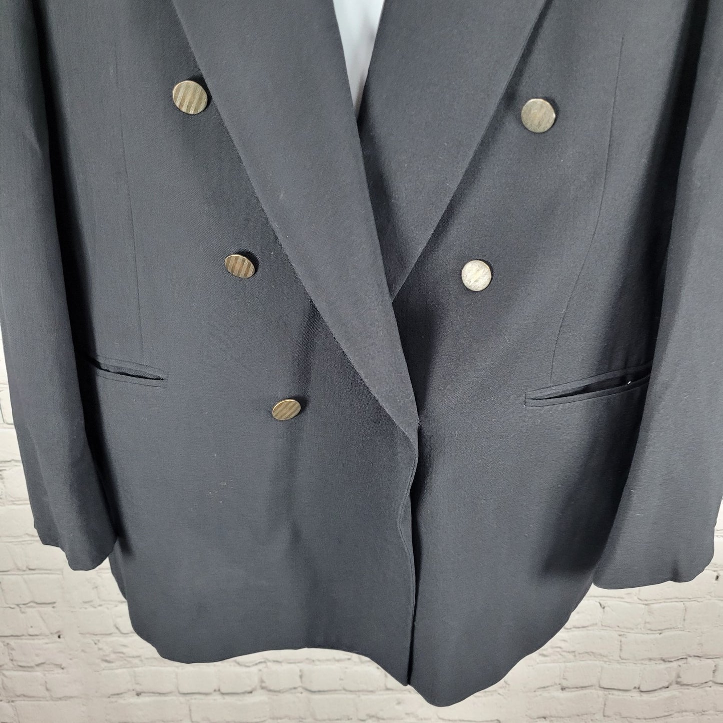 Oscar De La Renta Hand Tailored Black Double Breasted Peak Blazer Suit Jacket 44