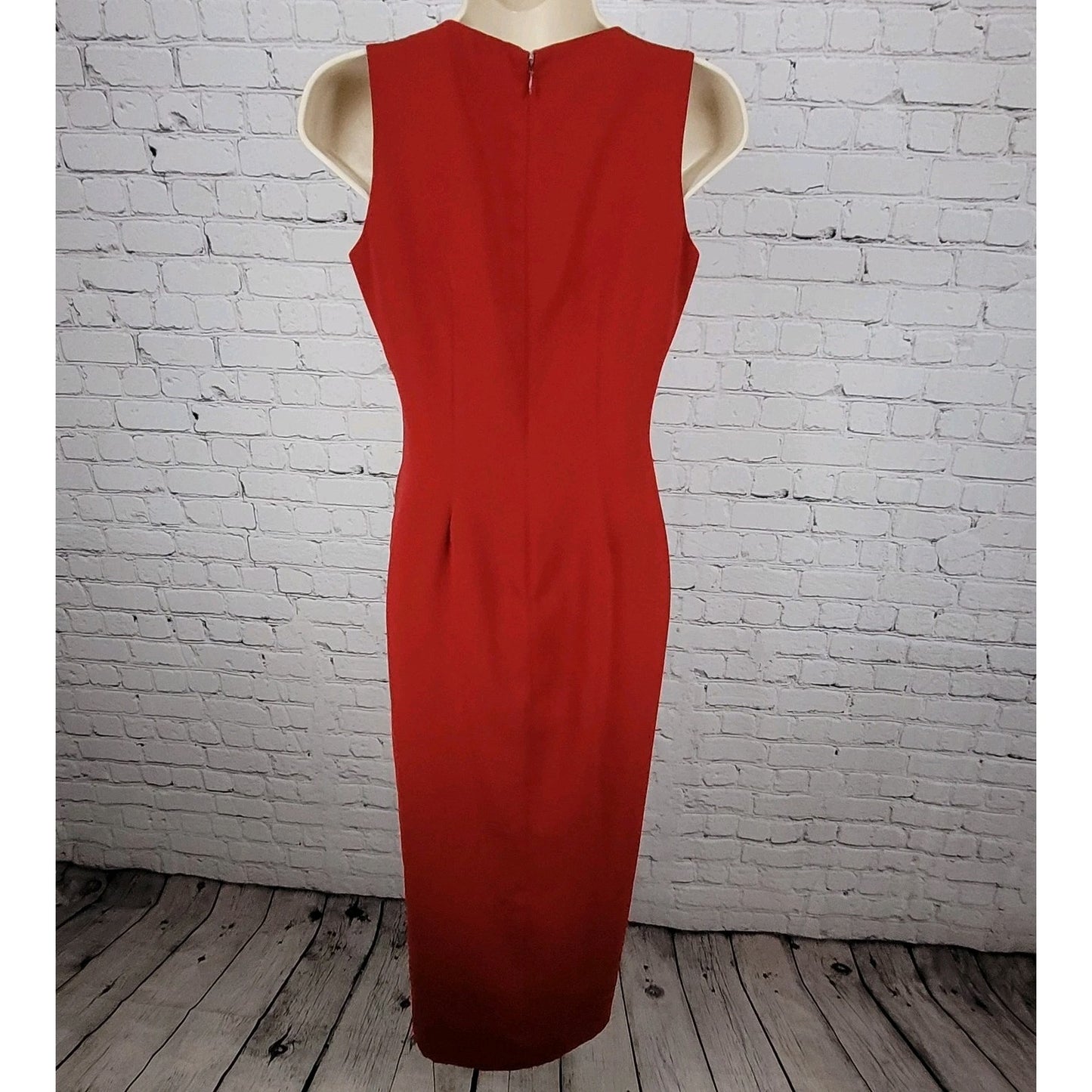 VTG Harold's Red Sleeveless Front Slit Maxi Sheath Dress USA Made Size 2
