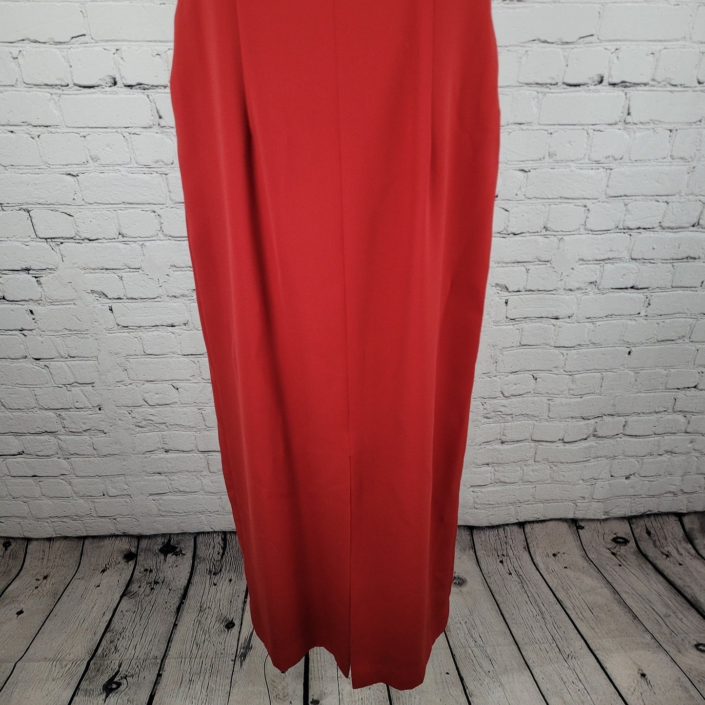 VTG Harold's Red Sleeveless Front Slit Maxi Sheath Dress USA Made Size 2