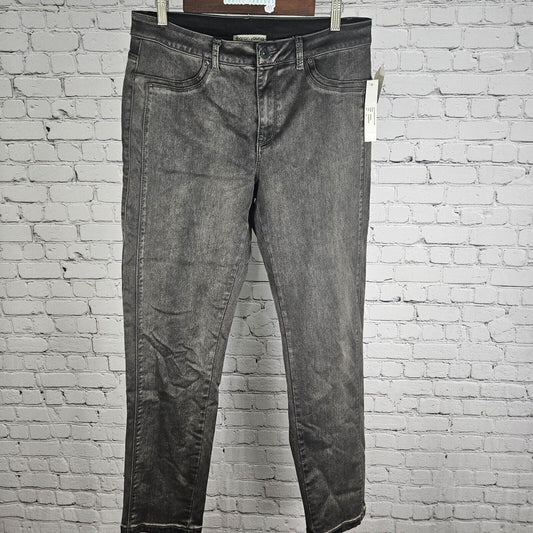 NWT Sharon Young High Rise Frosted Smoked Pearl Black Jeans Size 14 (32 X 31)