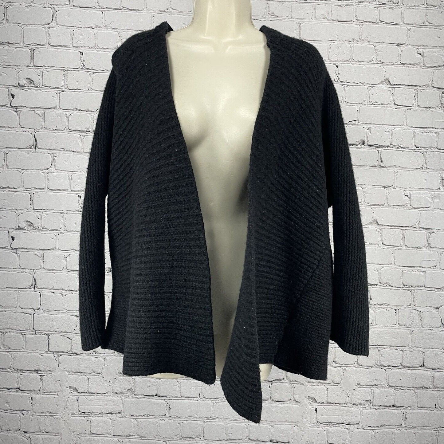Madewell Black 100% Merino Wool Boxy Oversized Open Sweater Dolman Size M/L