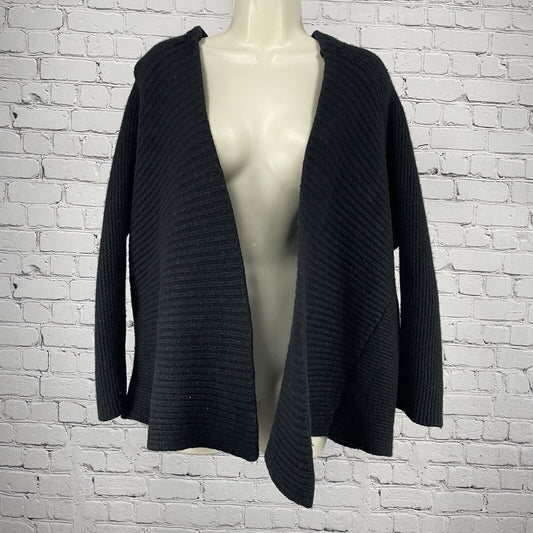 Madewell Black 100% Merino Wool Boxy Oversized Open Sweater Dolman Size M/L
