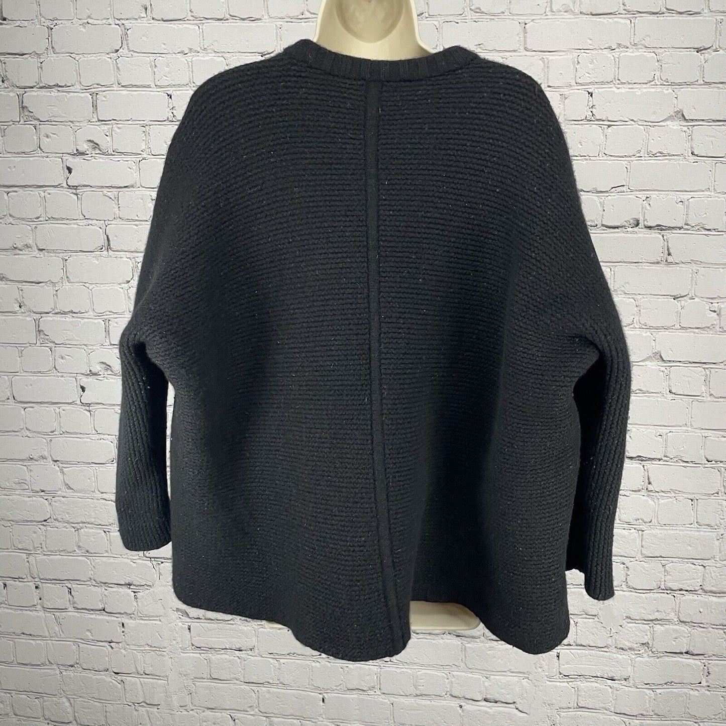 Madewell Black 100% Merino Wool Boxy Oversized Open Sweater Dolman Size M/L