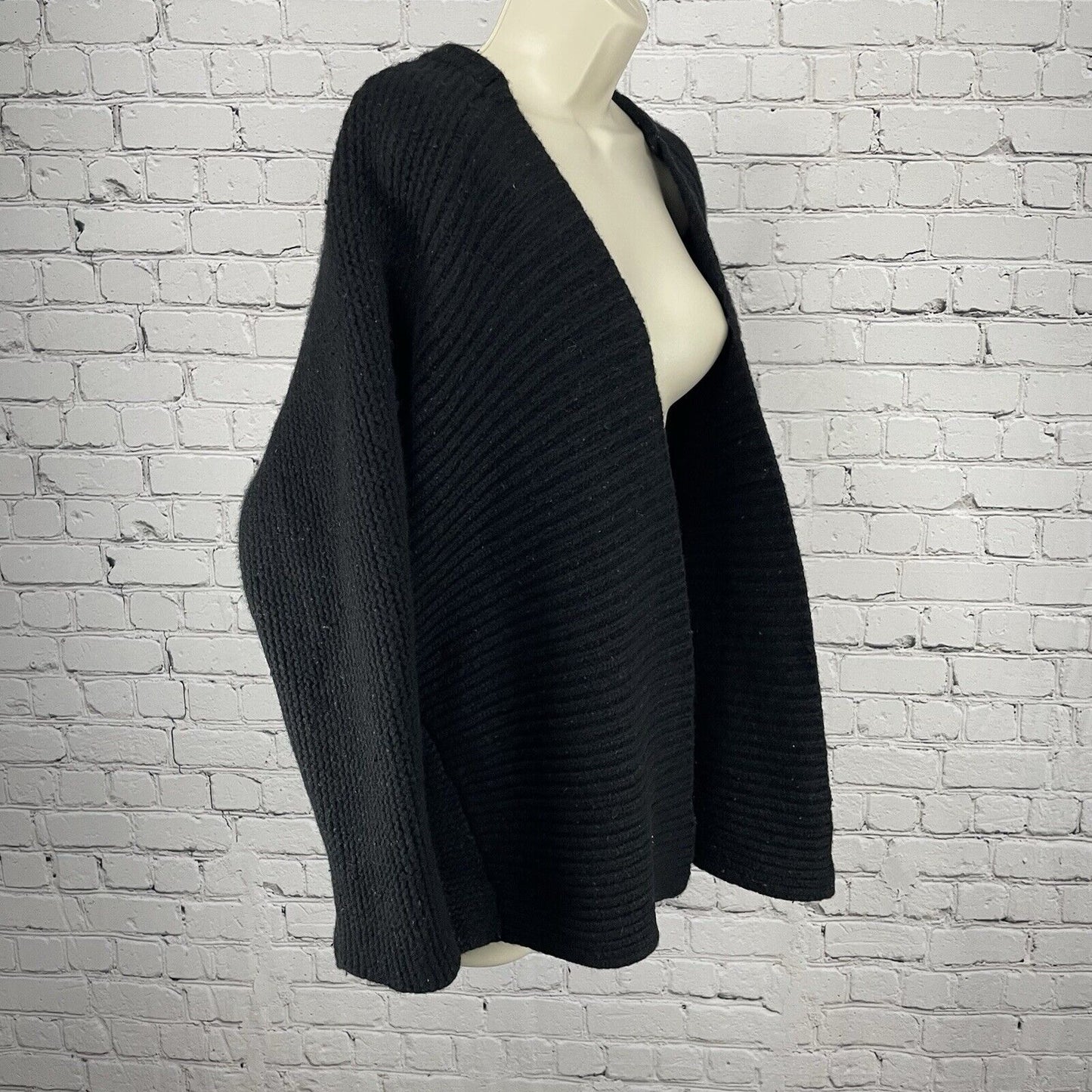 Madewell Black 100% Merino Wool Boxy Oversized Open Sweater Dolman Size M/L