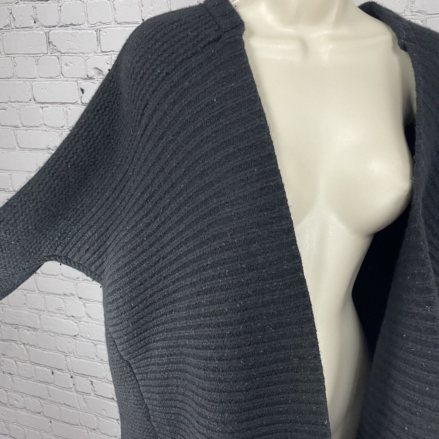Madewell Black 100% Merino Wool Boxy Oversized Open Sweater Dolman Size M/L