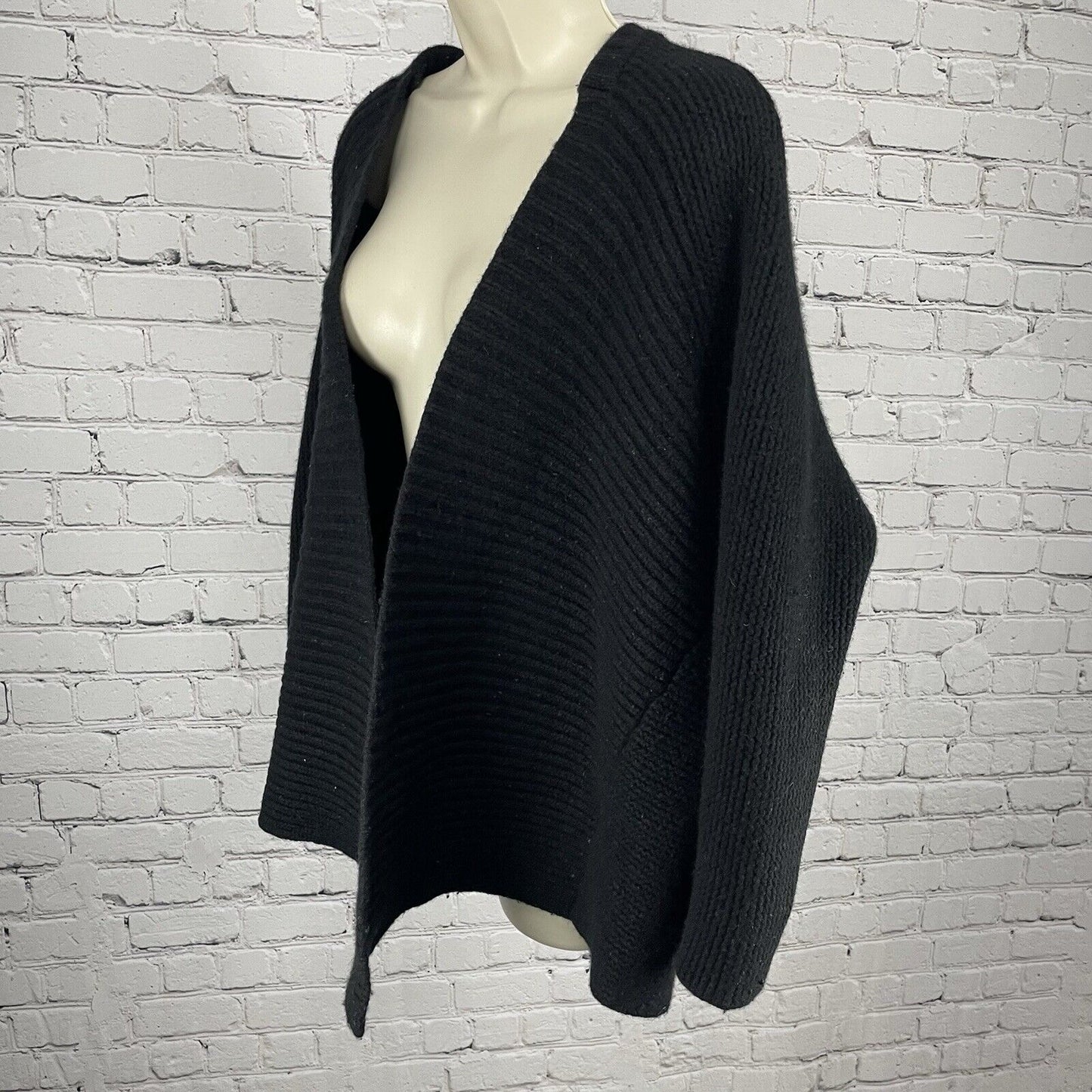 Madewell Black 100% Merino Wool Boxy Oversized Open Sweater Dolman Size M/L