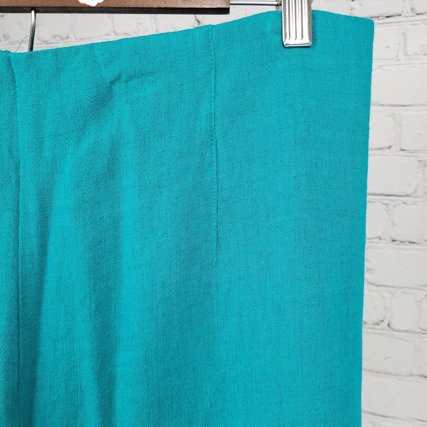Soft Surroundings Blue Linen Blend High Rise Wide Leg Crop Pants Medium (32x21)