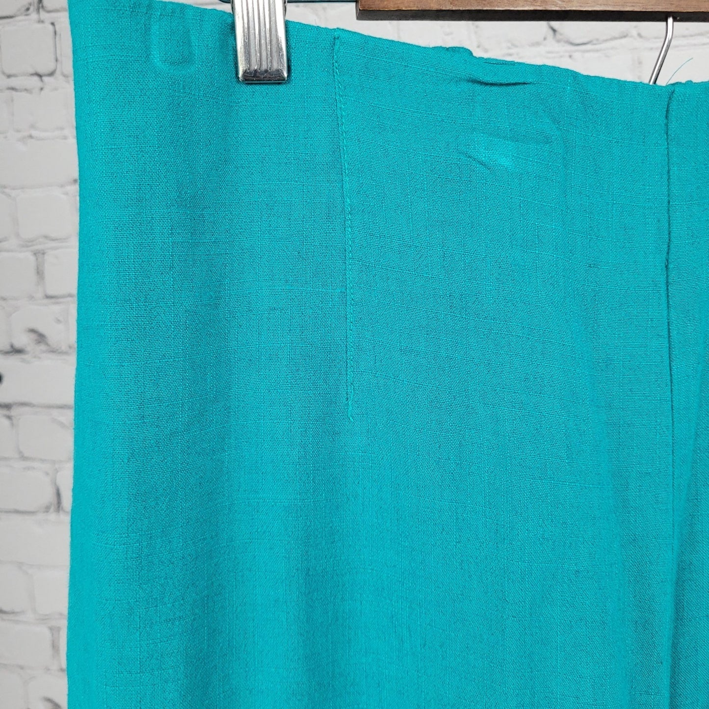 Soft Surroundings Blue Linen Blend High Rise Wide Leg Crop Pants Medium (32x21)