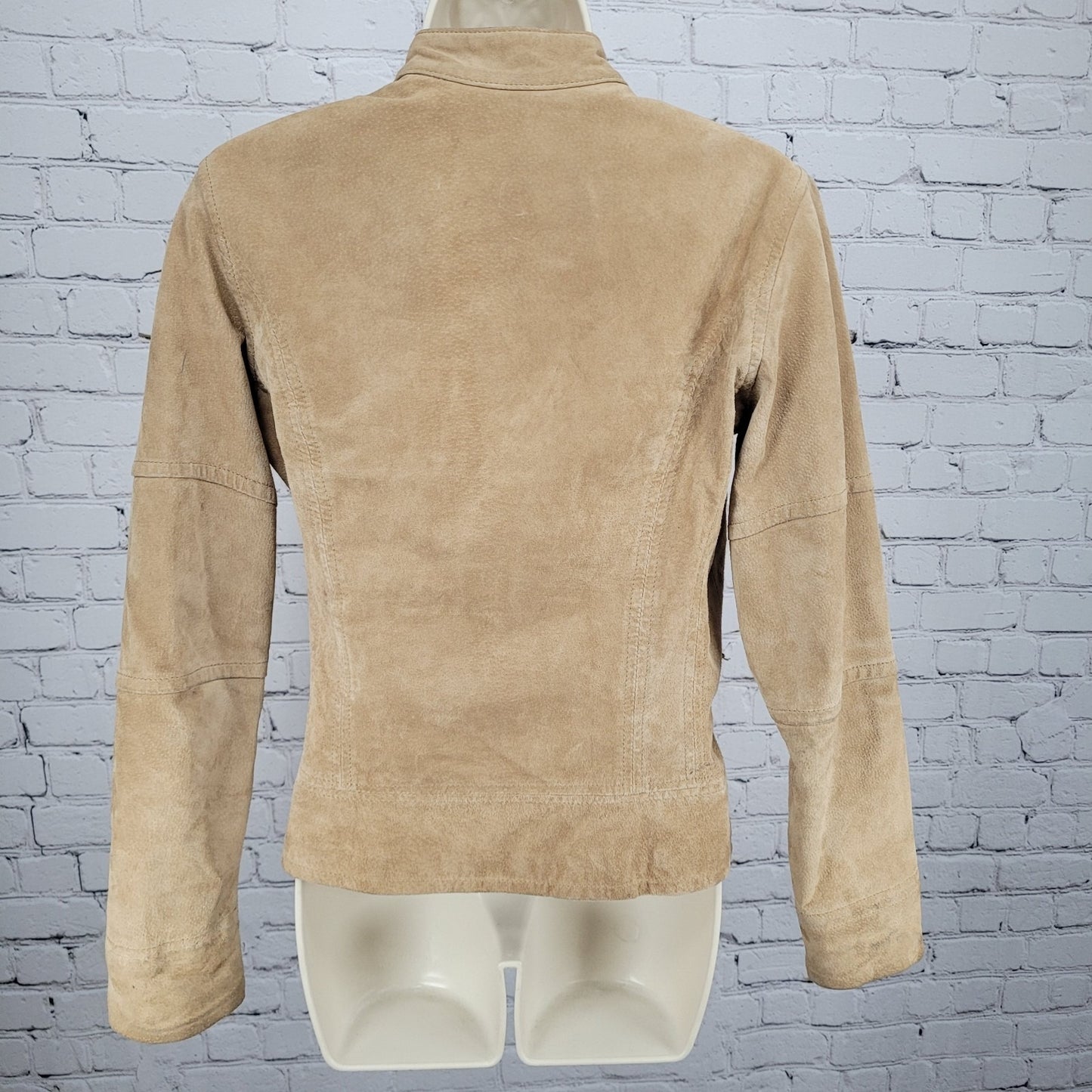 Ariat Tan 100% Genuine Pig Leather Suede Zipped Pockets Lined Jacket Medium M