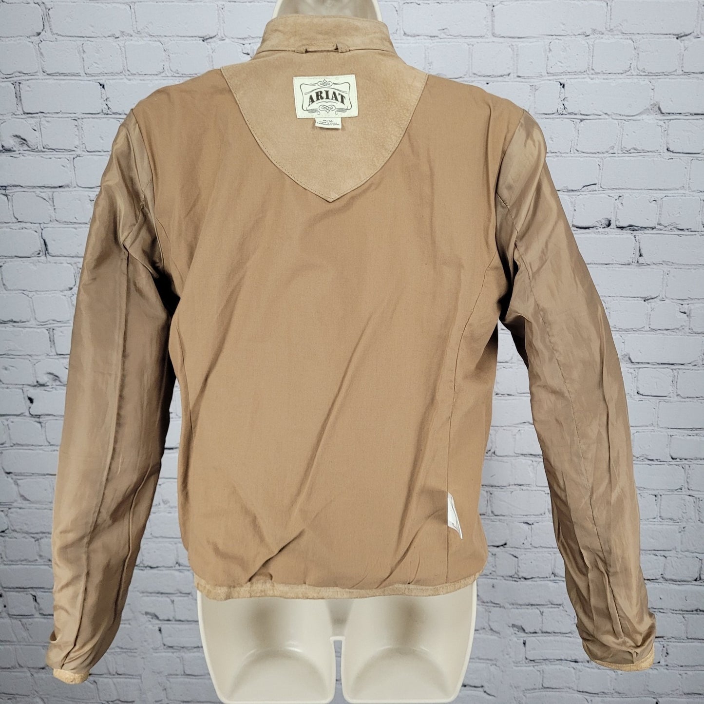 Ariat Tan 100% Genuine Pig Leather Suede Zipped Pockets Lined Jacket Medium M