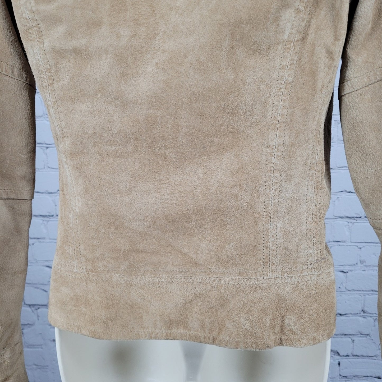 Ariat Tan 100% Genuine Pig Leather Suede Zipped Pockets Lined Jacket Medium M