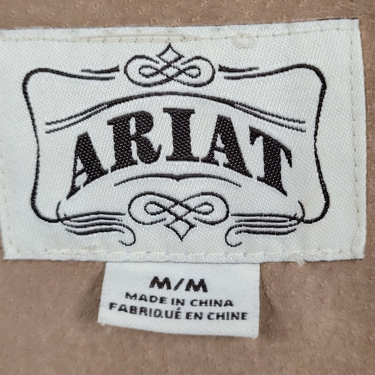 Ariat Tan 100% Genuine Pig Leather Suede Zipped Pockets Lined Jacket Medium M