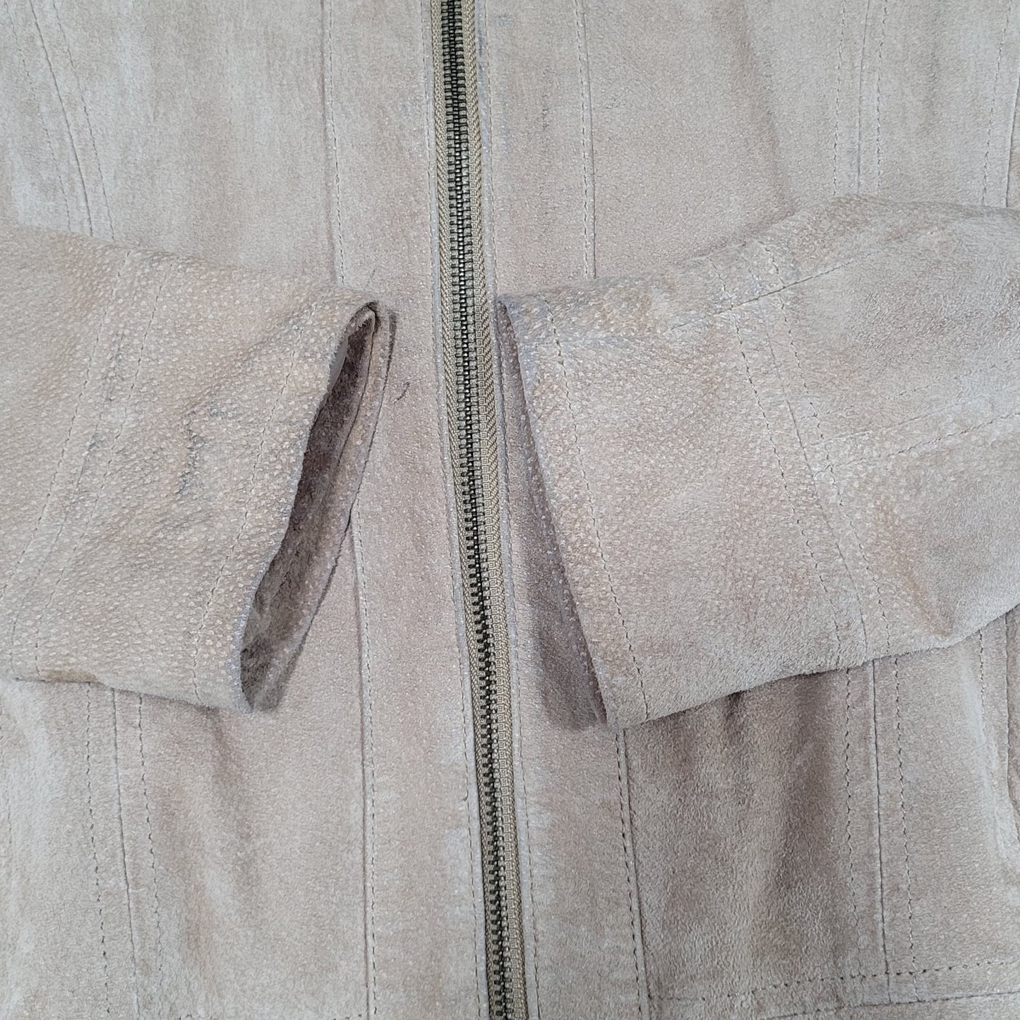 Ariat Tan 100% Genuine Pig Leather Suede Zipped Pockets Lined Jacket Medium M