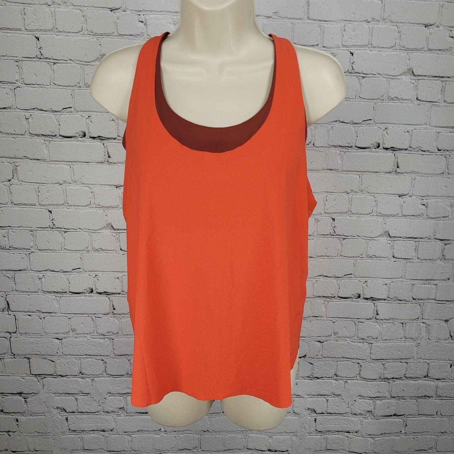 Athleta Orange Burgundy Built In Bra Padded Racerback Workout Tank Top Medium M