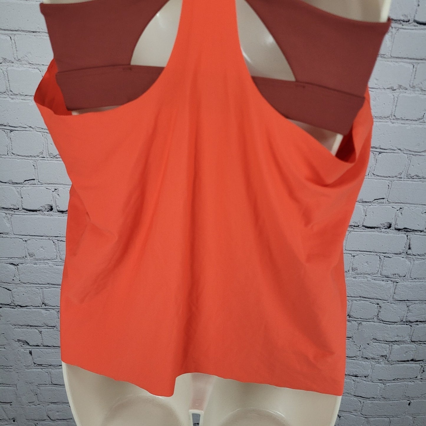 Athleta Orange Burgundy Built In Bra Padded Racerback Workout Tank Top Medium M