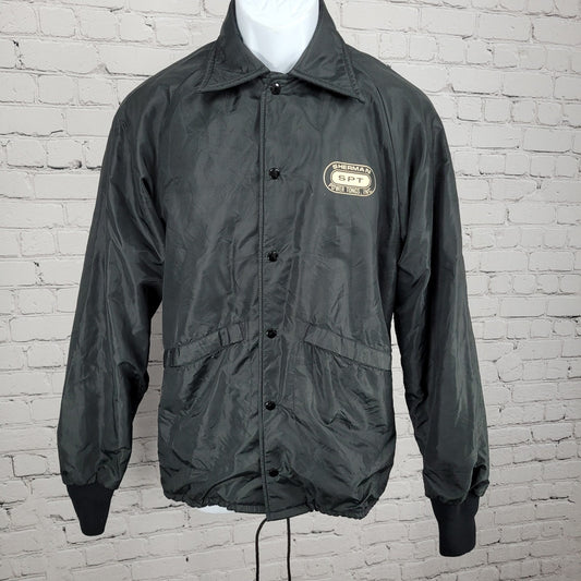 VTG Pla-Jac Dunbrooke Sherman Power Tongs Black Nylon Jacket USA Made Medium M