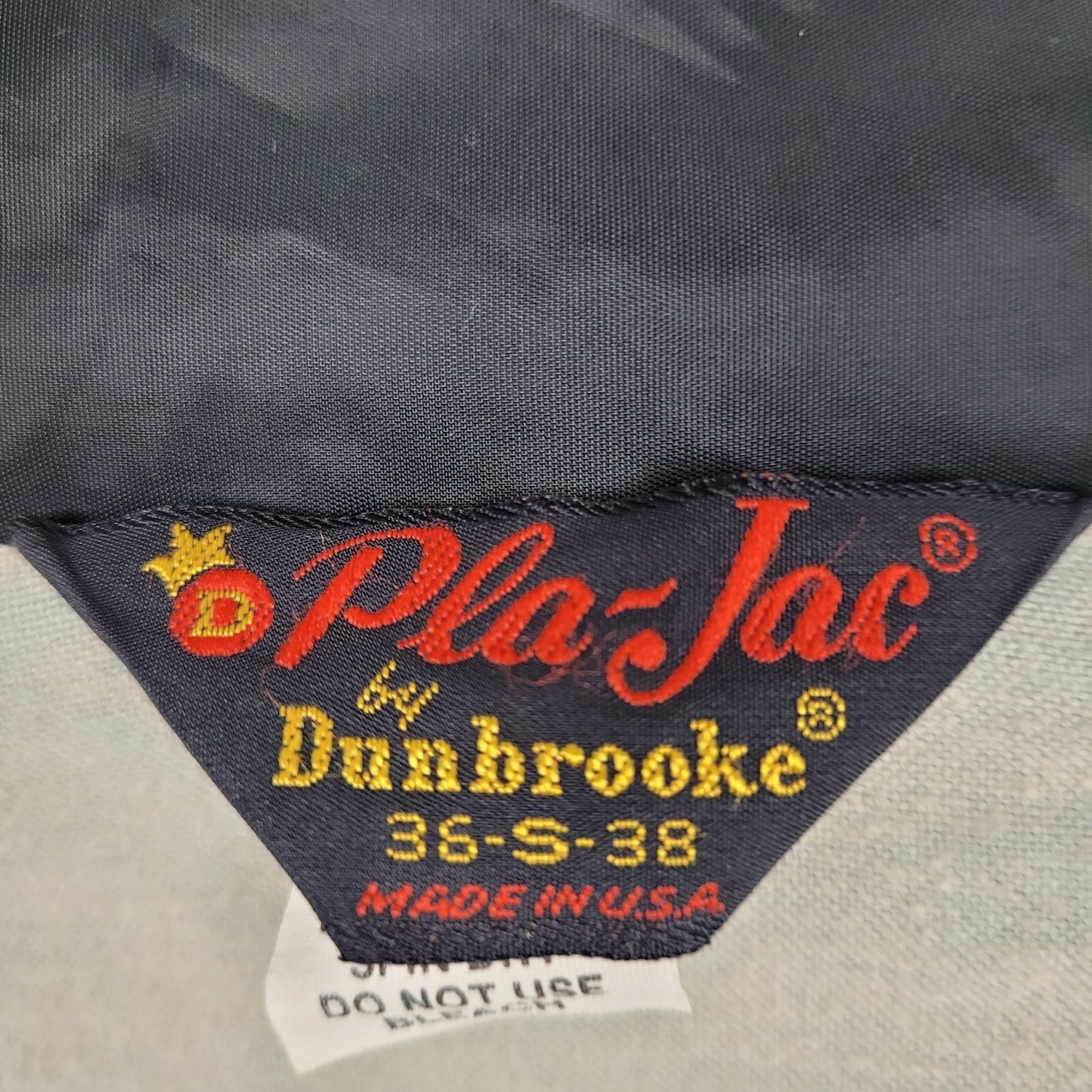VTG Pla-Jac Dunbrooke Sherman Power Tongs Black Nylon Jacket USA Made Medium M