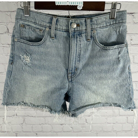Madewell Light Wash Denim Distressed High Rise Shorts Women’s (27 x 3.5)