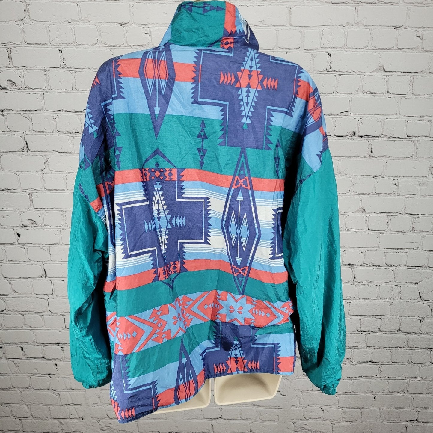 VTG Andy Johns Sport Mulitcolor Aztec Lightweight Windbreaker Jacket Size XL