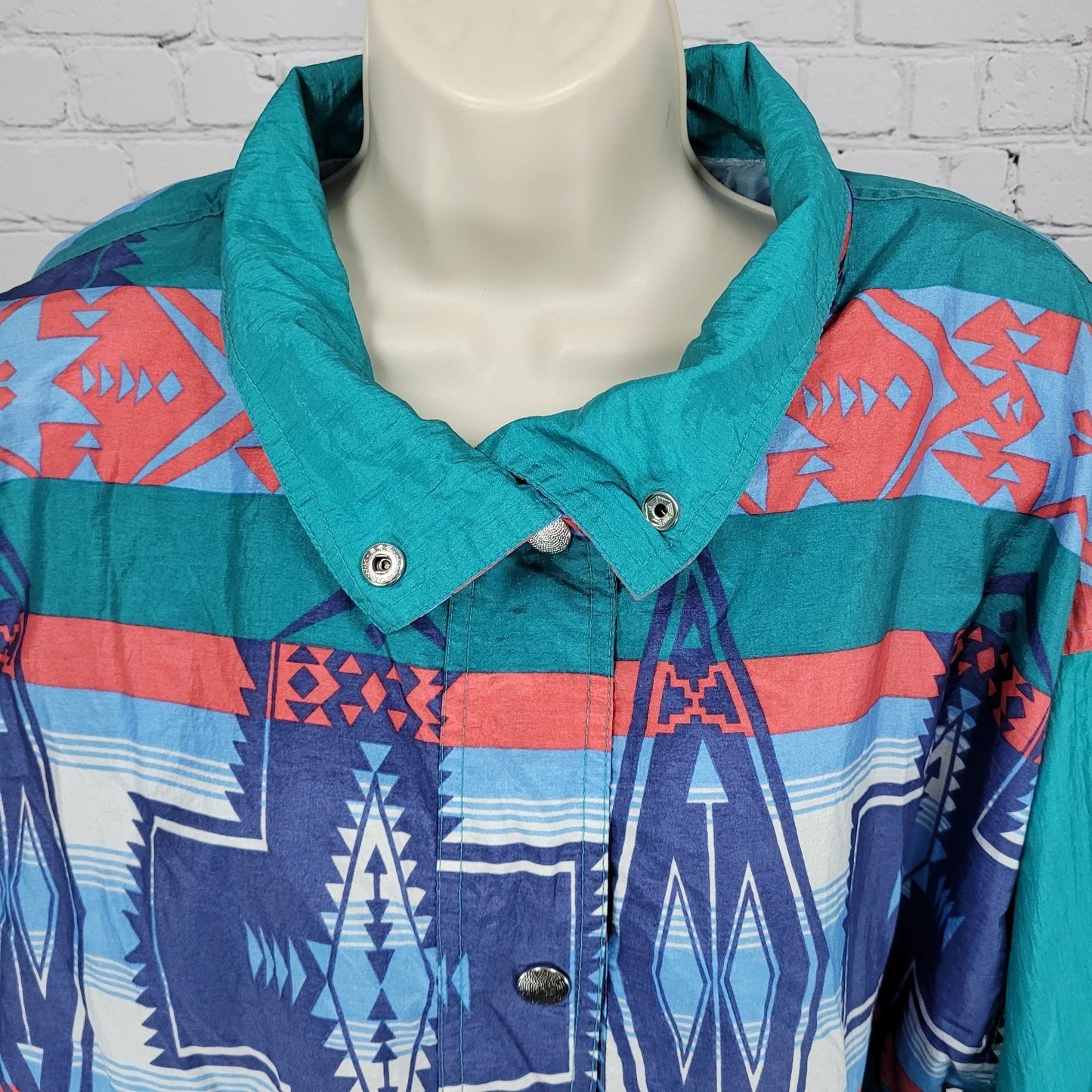 VTG Andy Johns Sport Mulitcolor Aztec Lightweight Windbreaker Jacket Size XL