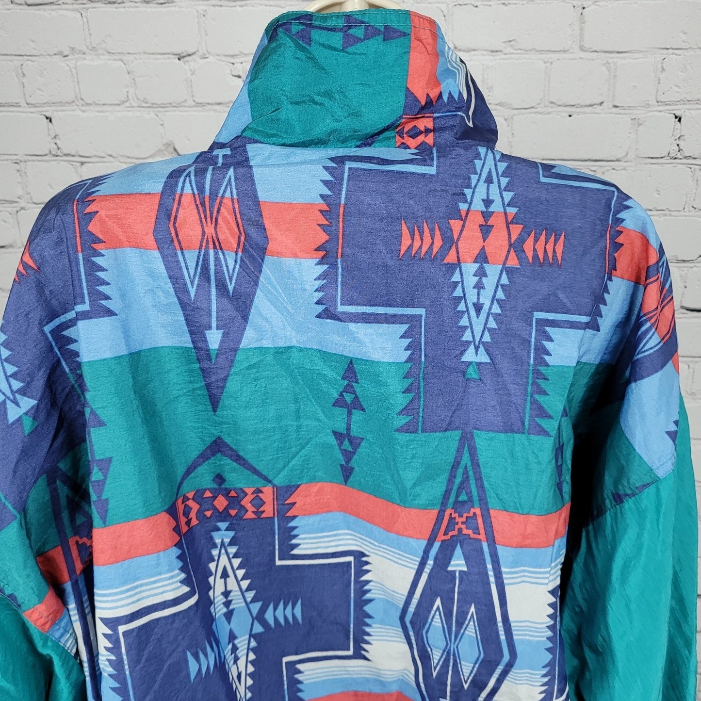 VTG Andy Johns Sport Mulitcolor Aztec Lightweight Windbreaker Jacket Size XL