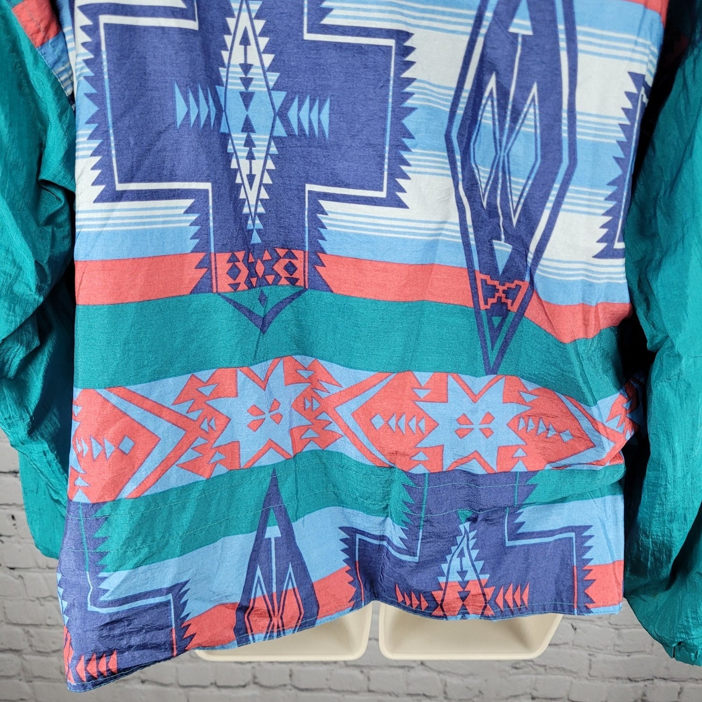 VTG Andy Johns Sport Mulitcolor Aztec Lightweight Windbreaker Jacket Size XL