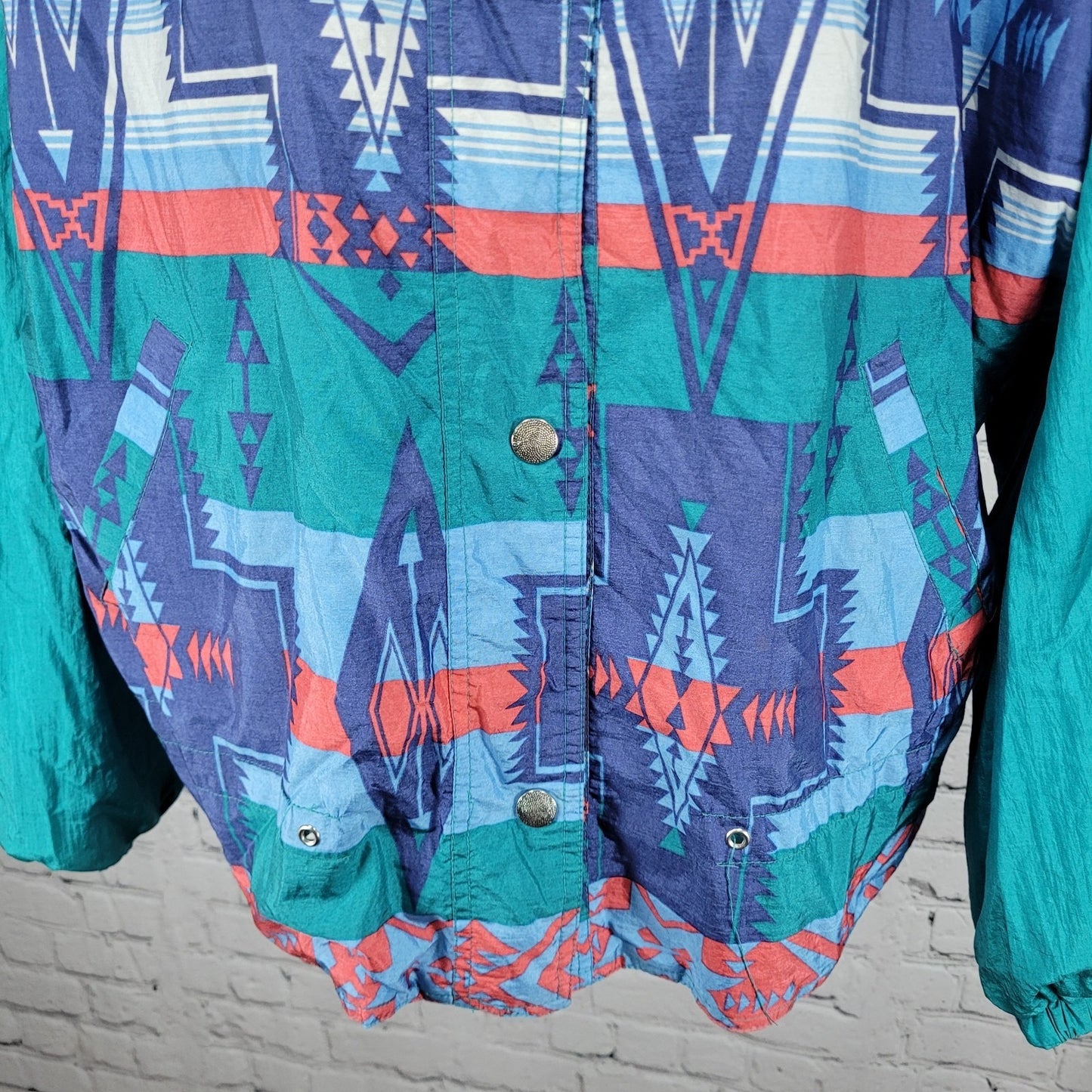 VTG Andy Johns Sport Mulitcolor Aztec Lightweight Windbreaker Jacket Size XL