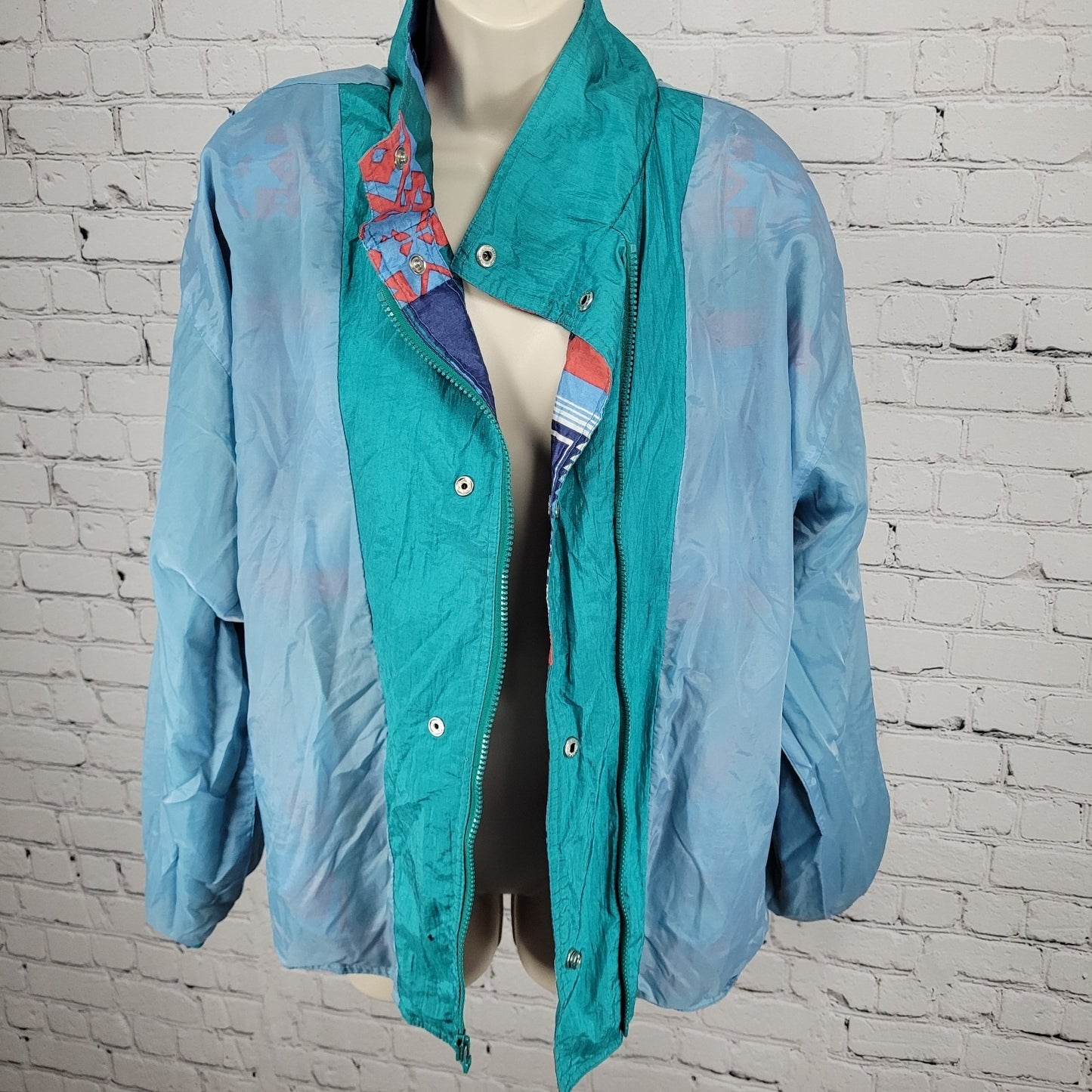 VTG Andy Johns Sport Mulitcolor Aztec Lightweight Windbreaker Jacket Size XL