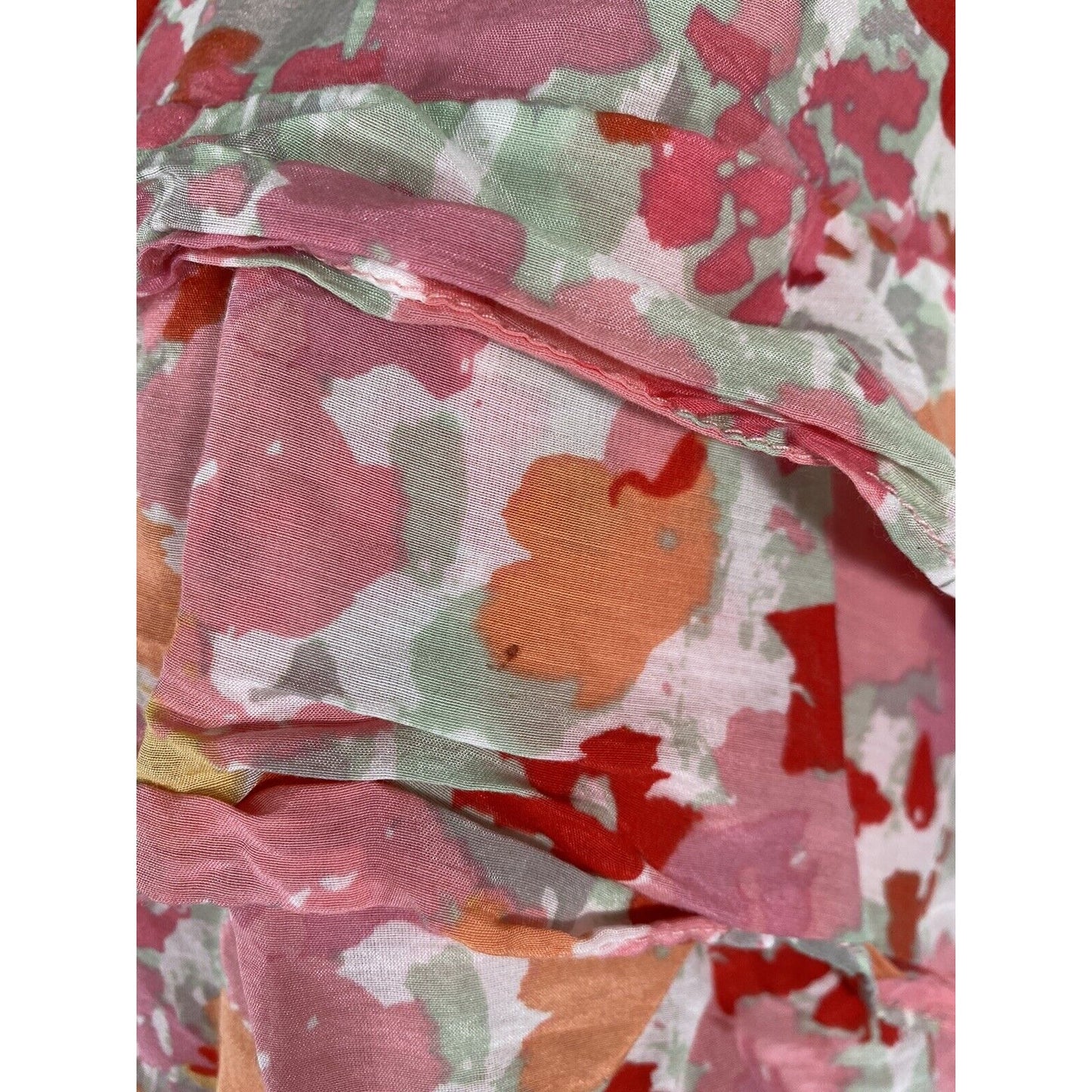 Calvin Klein Silk Blend Colorful Layered Ruffle Sleeveless Blouse Side Zip M